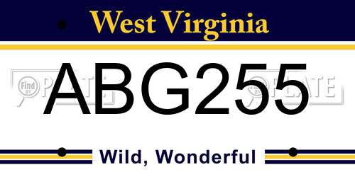ABG255 West Virginia License Plate