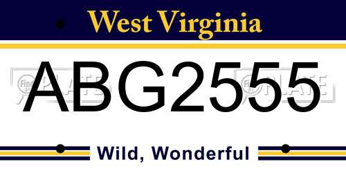 ABG2555 West Virginia License Plate