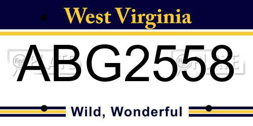 ABG2558 West Virginia License Plate