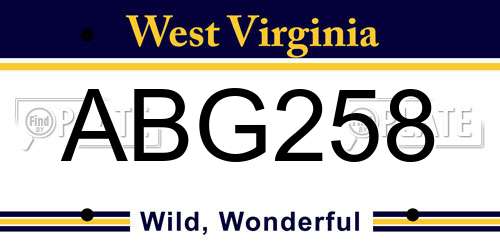ABG258 West Virginia License Plate
