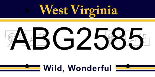 ABG2585 West Virginia License Plate