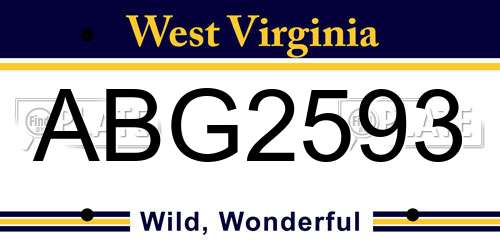 ABG2593 West Virginia License Plate
