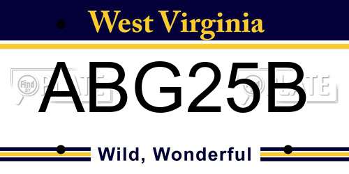 ABG25B West Virginia License Plate