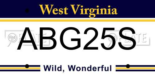 ABG25S West Virginia License Plate
