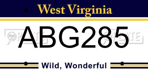 ABG285 West Virginia License Plate