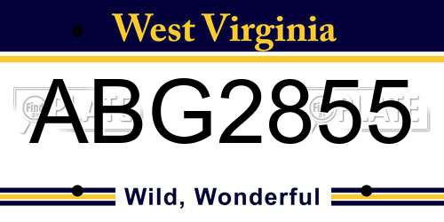 ABG2855 West Virginia License Plate