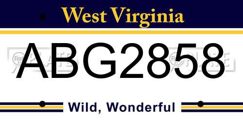ABG2858 West Virginia License Plate