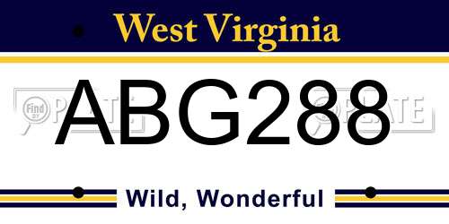 ABG288 West Virginia License Plate