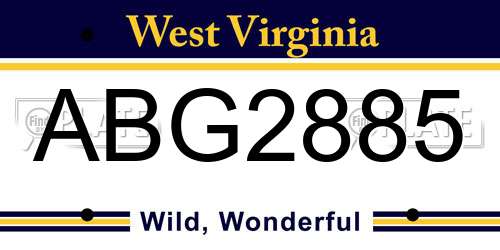 ABG2885 West Virginia License Plate