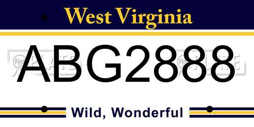 ABG2888 West Virginia License Plate