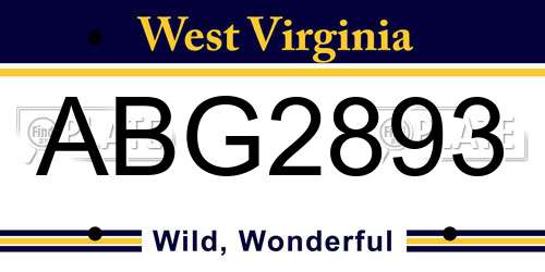 ABG2893 West Virginia License Plate