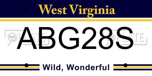 ABG28S West Virginia License Plate