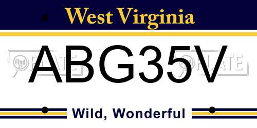 ABG35V West Virginia License Plate