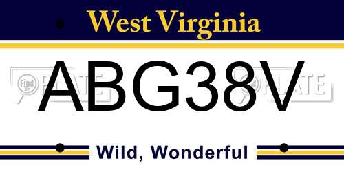 ABG38V West Virginia License Plate