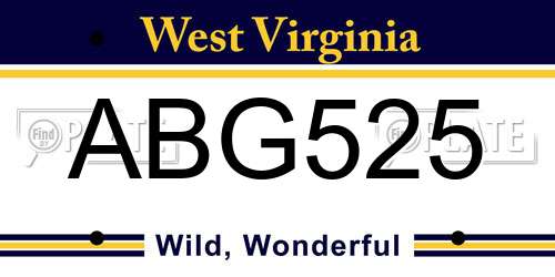 ABG525 West Virginia License Plate