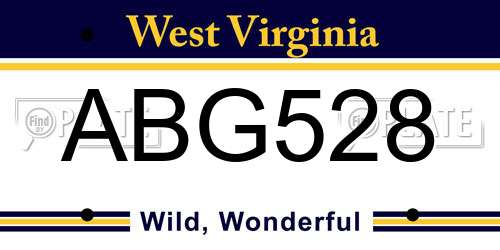 ABG528 West Virginia License Plate
