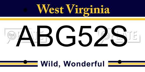 ABG52S West Virginia License Plate