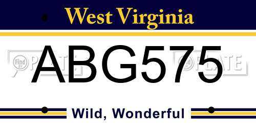 ABG575 West Virginia License Plate