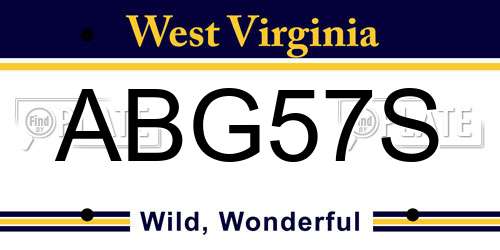 ABG57S West Virginia License Plate