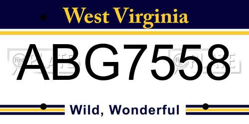 ABG7558 West Virginia License Plate