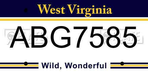 ABG7585 West Virginia License Plate