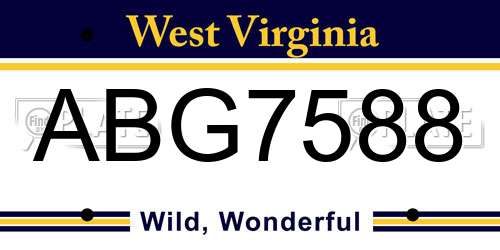 ABG7588 West Virginia License Plate