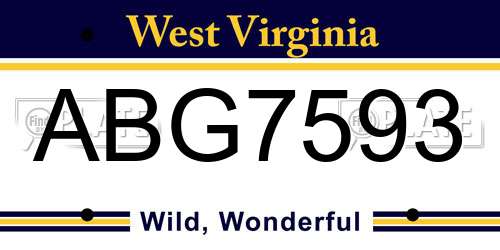 ABG7593 West Virginia License Plate