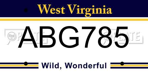 ABG785 West Virginia License Plate