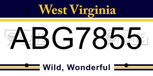 ABG7855 West Virginia License Plate