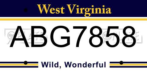 ABG7858 West Virginia License Plate