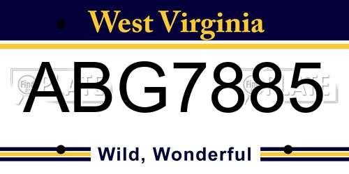 ABG7885 West Virginia License Plate