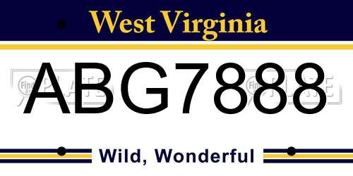 ABG7888 West Virginia License Plate