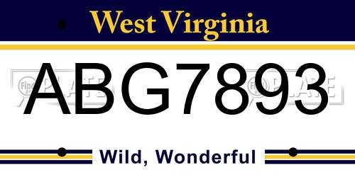 ABG7893 West Virginia License Plate