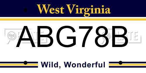 ABG78B West Virginia License Plate