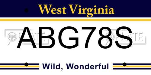 ABG78S West Virginia License Plate
