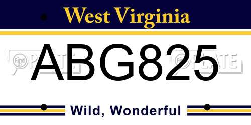 ABG825 West Virginia License Plate