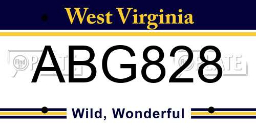 ABG828 West Virginia License Plate