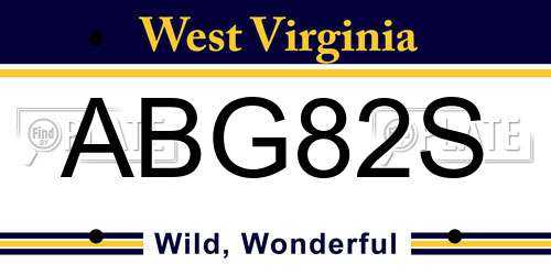 ABG82S West Virginia License Plate