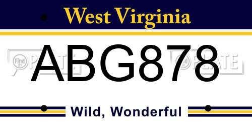 ABG878 West Virginia License Plate