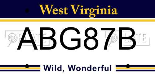 ABG87B West Virginia License Plate