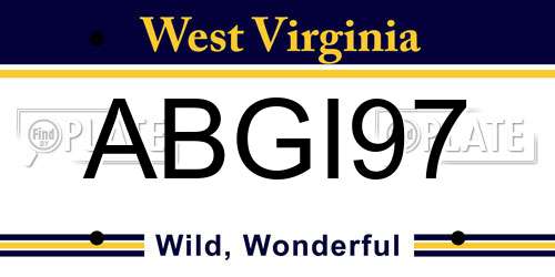 ABGI97 West Virginia License Plate