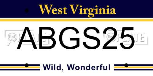ABGS25 West Virginia License Plate