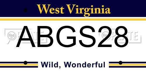 ABGS28 West Virginia License Plate