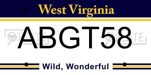 ABGT58 West Virginia License Plate
