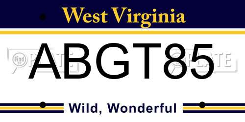 ABGT85 West Virginia License Plate