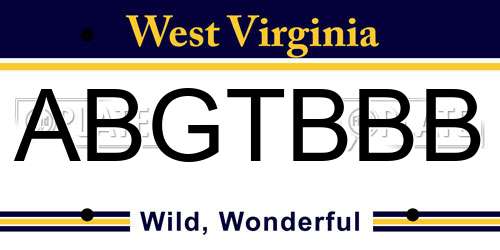 ABGTBBB West Virginia License Plate