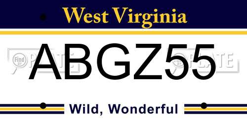 ABGZ55 West Virginia License Plate