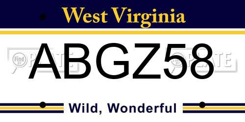 ABGZ58 West Virginia License Plate