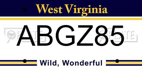 ABGZ85 West Virginia License Plate