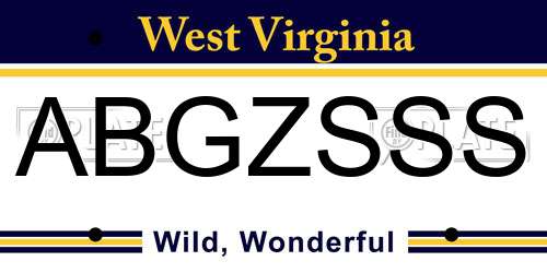 ABGZSSS West Virginia License Plate